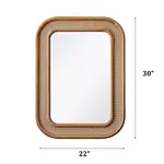 Boho-Chic Rattan Abaca Sunburst Wall Mirror with size display